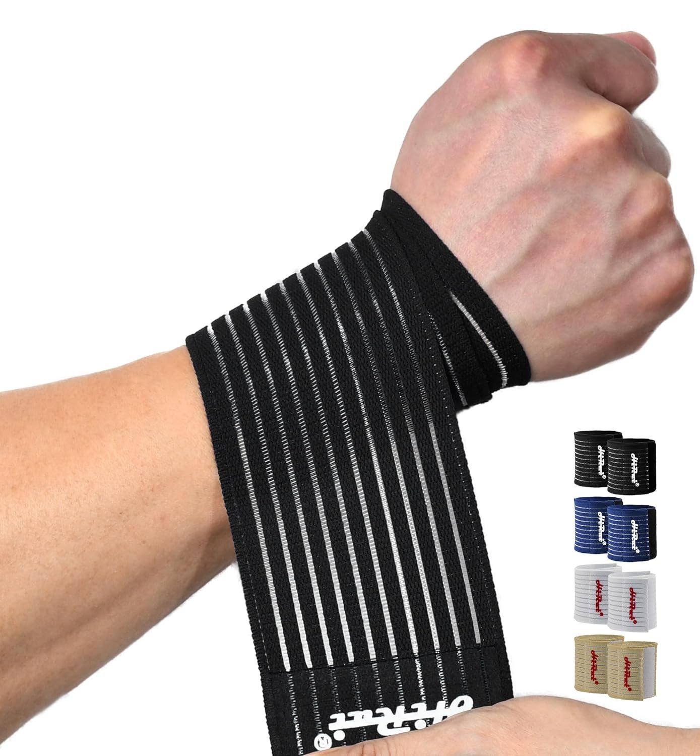 HiRui 2-Pack High-Elastic Wrist Support Straps Wrist Compression Bandage – Wrist Wraps Wristbands for Carpal Tunnel Arthritis Tendonitis Weightlifting Tennis Basketball – Breathable Soft (Black)