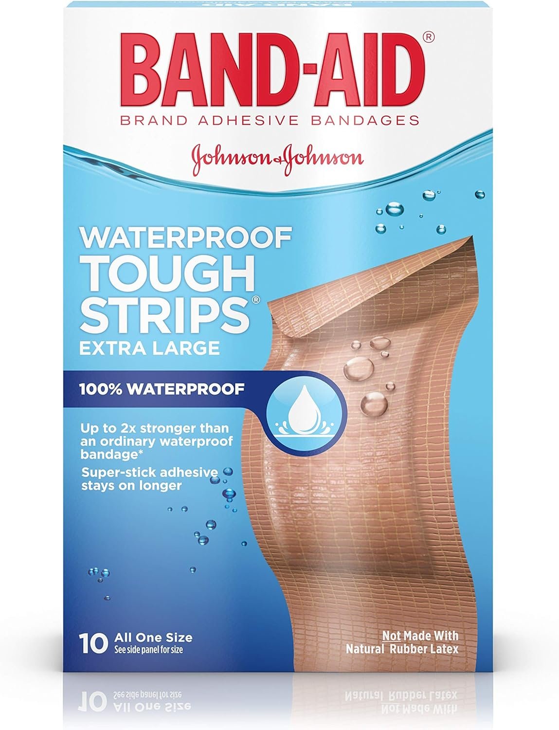 Band-Aid Tough-Strips 100% Waterproof Adhesive Bandages Extra Large