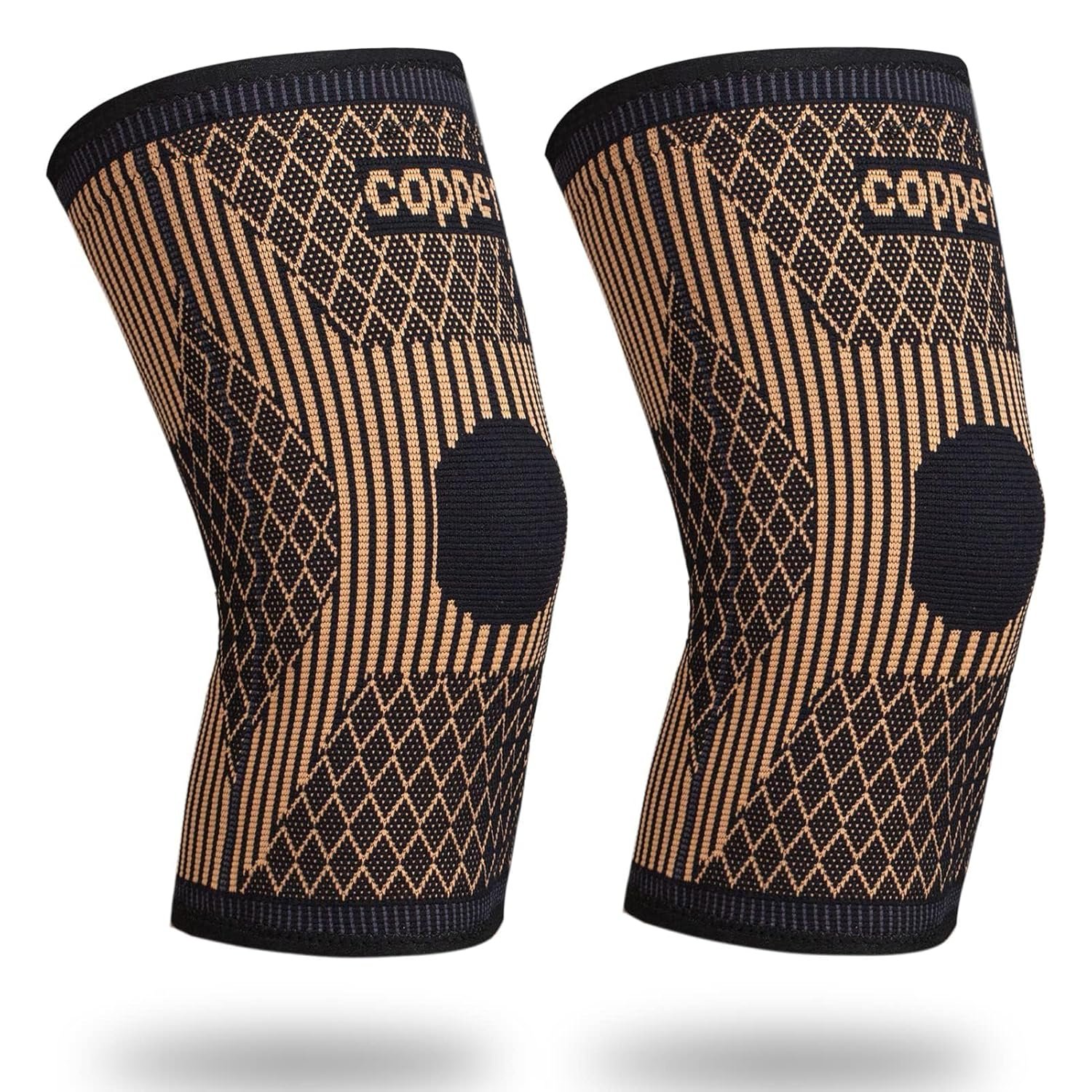 Knee Brace for Women & Men1 Pair, Copper Knee Braces for Knee Pain and Support, Copper Ions Fiber Compression Knee Sleeve for Running, Meniscus Tear, ACL, Joint Pain Relief (2, X-Large)