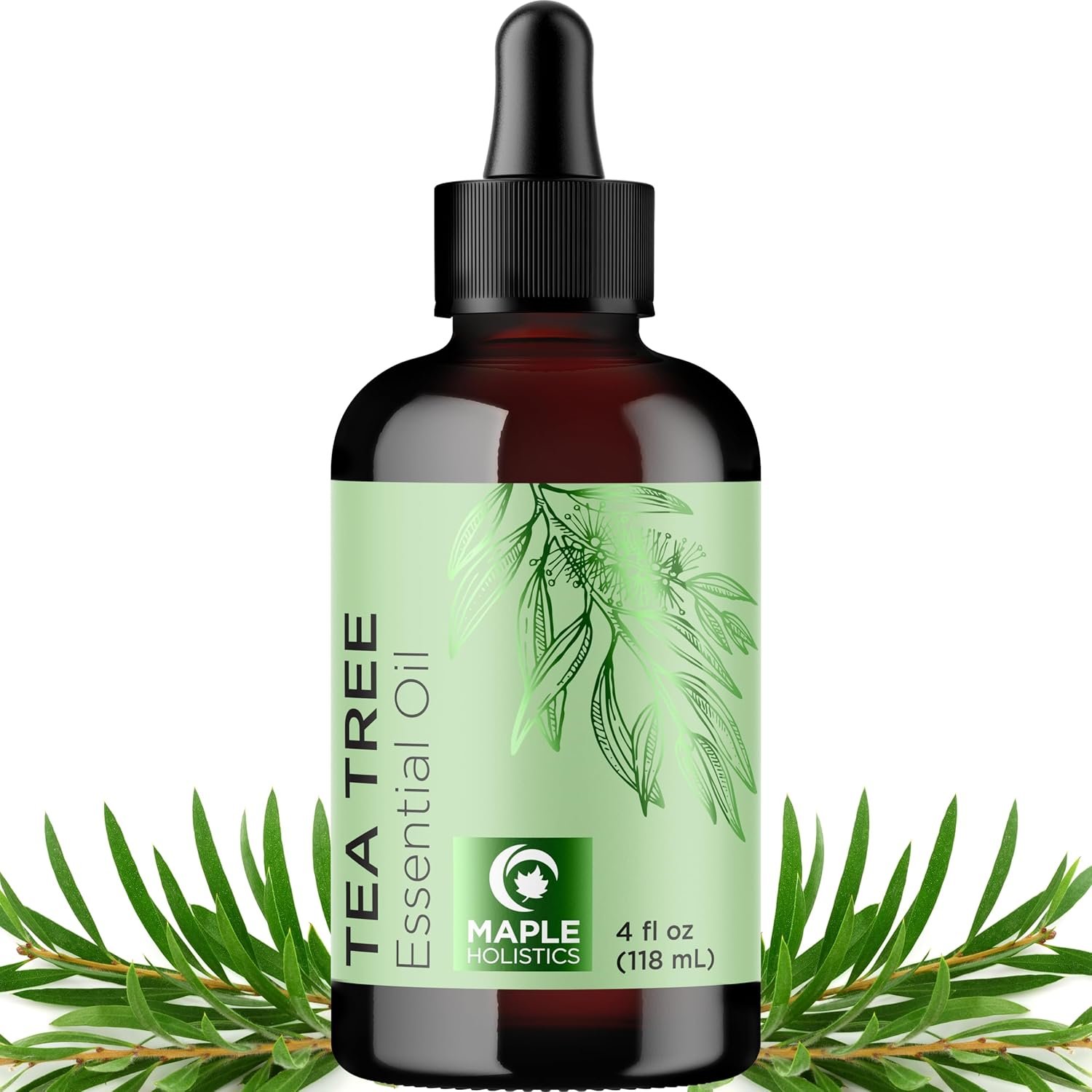 Pure Tea Tree Oil for Hair Skin and Nails – 100% Pure Undiluted Tea Tree Essential Oil with Dropper for Topical Uses Aromatherapy Diffusing and Home and Beauty DIYs – Vegan and Cruelty Free (4 Fl Oz)
