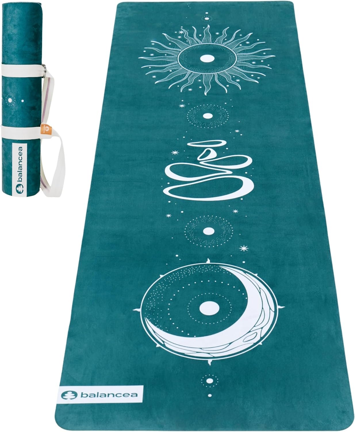 Yoga Mat With Strap 5mm Non Slip Suede & TPE – Eco-Friendly Fitness & Exercise Mat for Home Gym, Pilates, Hot Yoga, and Meditation – Lightweight Durable 72 x 24 inch Workout Mat for Women, Men