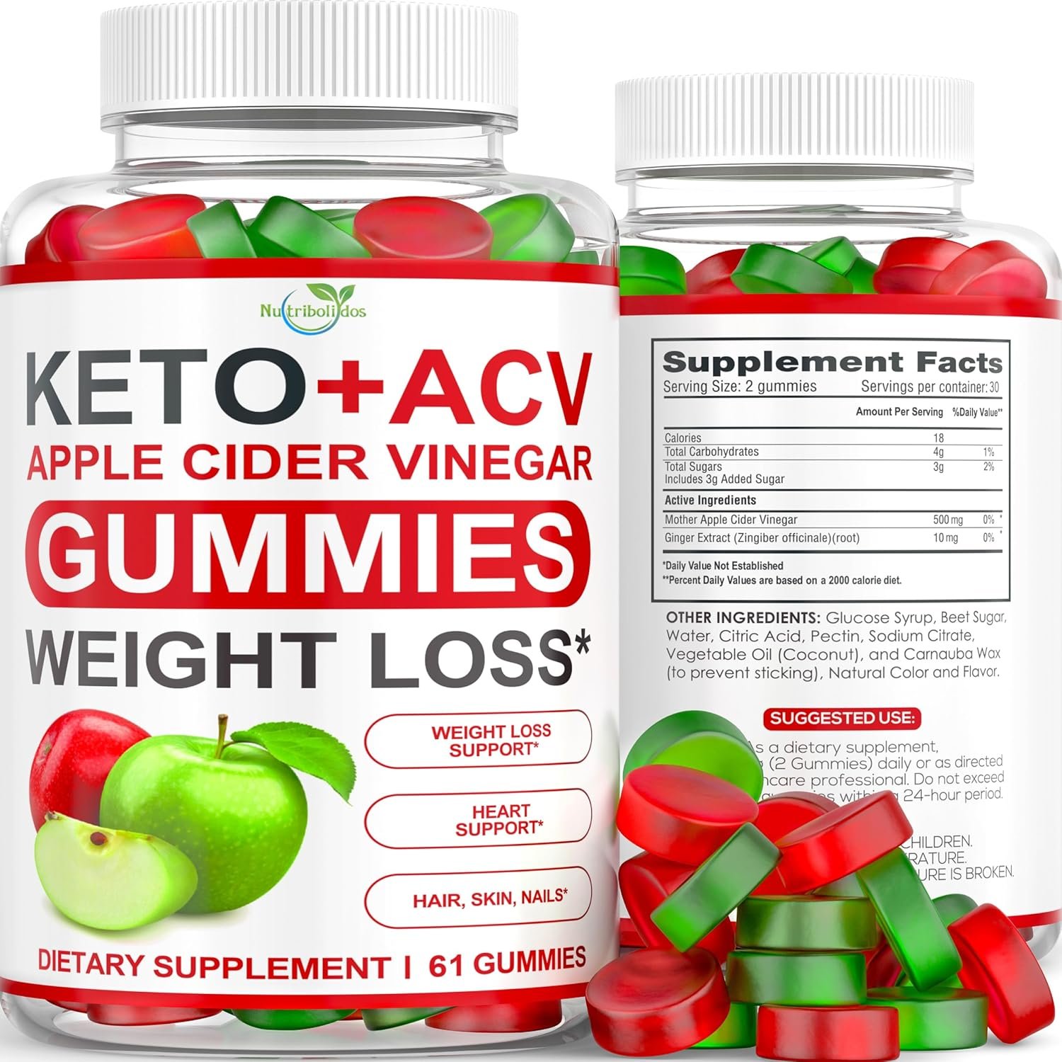 Keto ACV Gummies Advanced Weight Loss – ACV Keto Gummies Supplement for Women and Men – Metabolism, Detox, Cleanse – Apple Cider Vinegar – Ginger + Apple Flavor