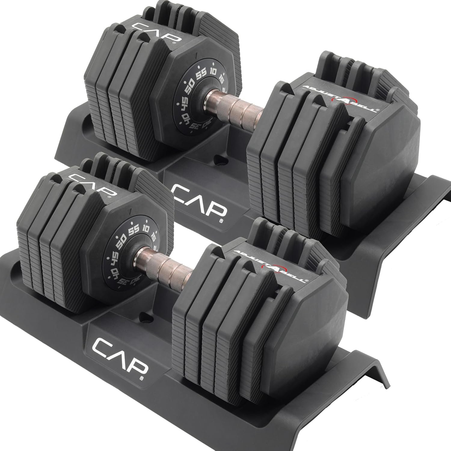 CAP Barbell ADJUSTABELL Adjustable 55 lb Hex Dumbbell Weights – Singles & Pairs | Multiple Handle Options