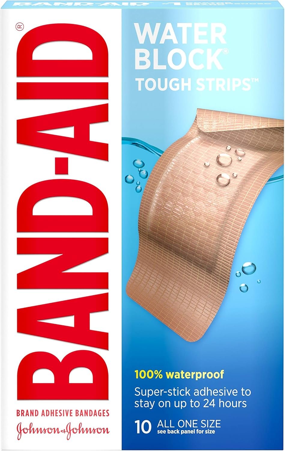 Band-Aid Tough-Strips Adhesive Bandages, Waterproof, Extra Large, 10 ct.