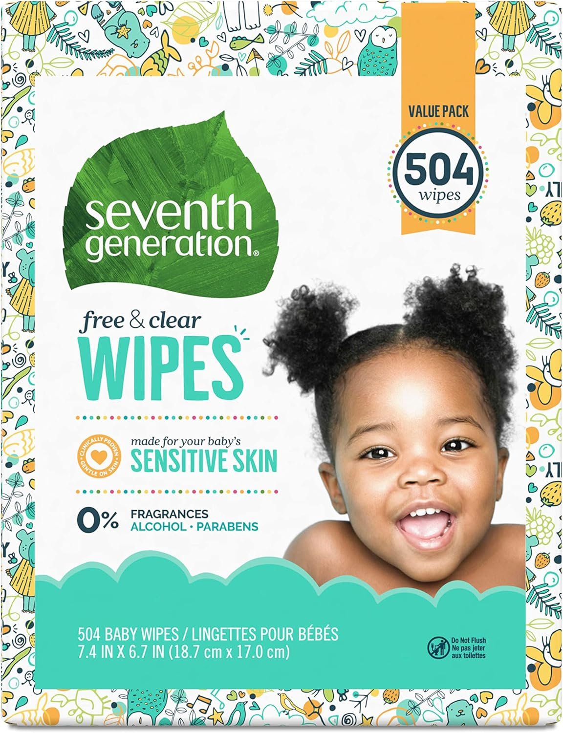 Seventh Generation Baby Wipes with Snap Seal Sensitive Protection Diaper Wipes 504 Count
