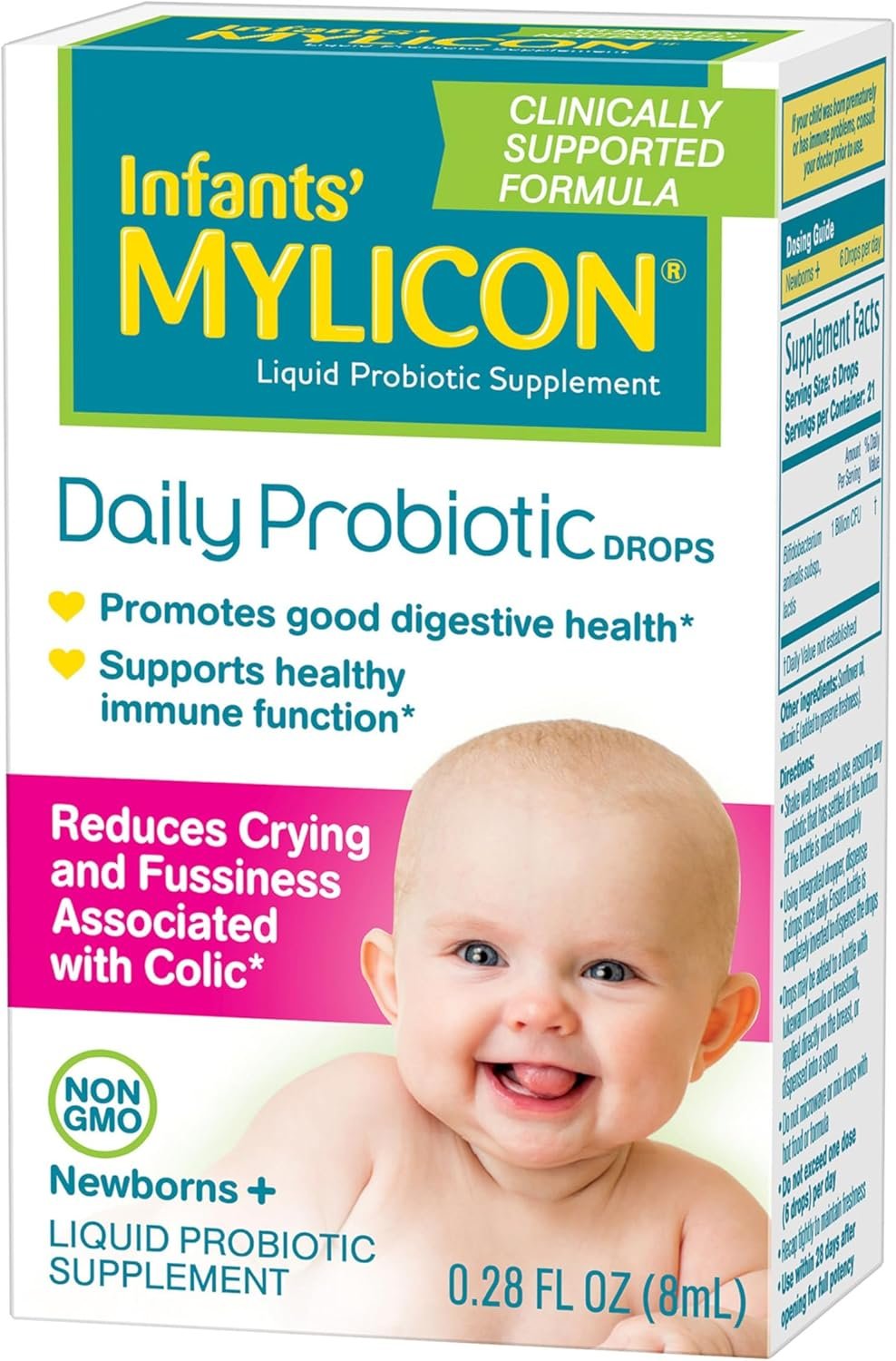 Infants’ Mylicon Daily Probiotic Drops, for Colic and Fussiness, 8mL, 21 Daily Doses