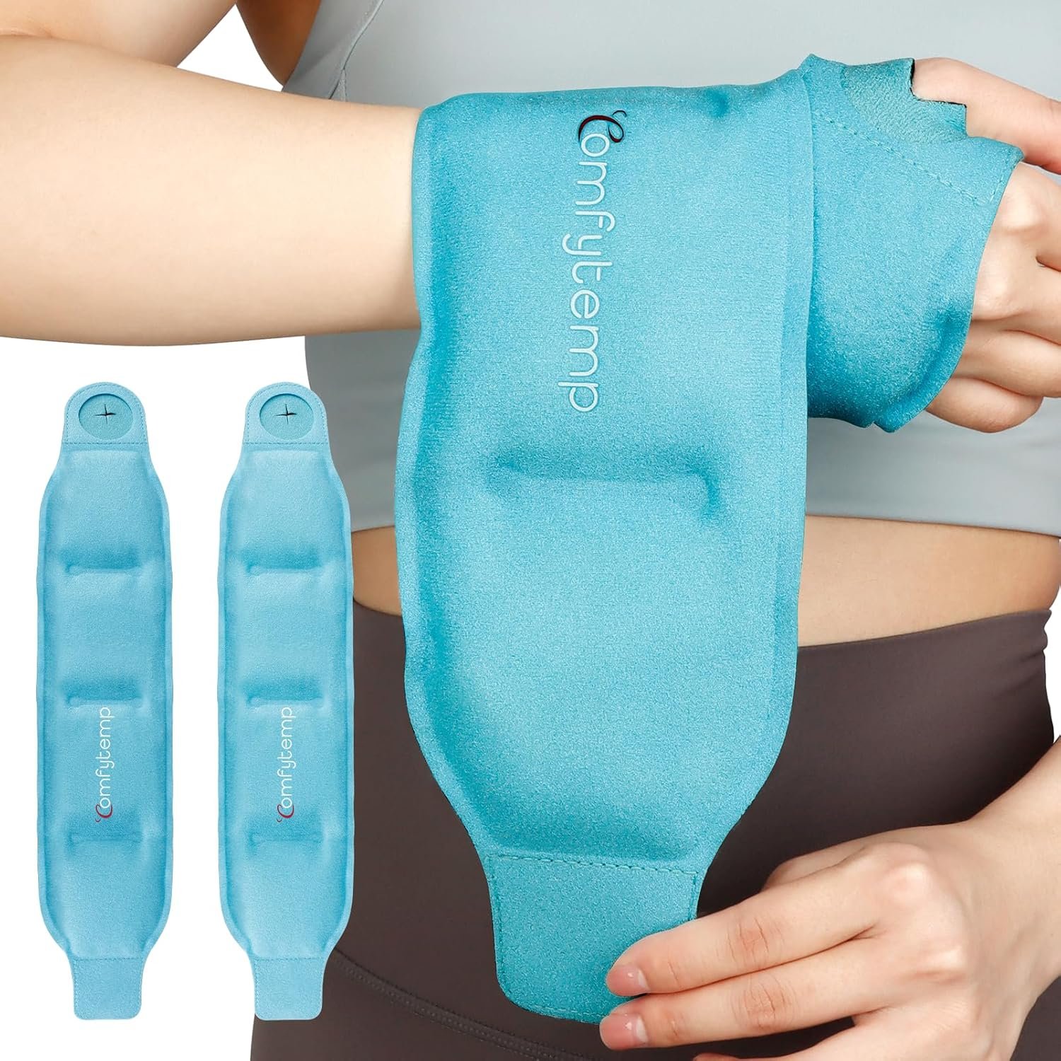 Comfytemp Wrist Ice Pack Wrap for Carpal Tunnel Relief, 2 Packs, FSA Eligible HSA, Gel Ice Packs for Injuries Reusable for Wrist Hand Pain, Hot Cold Compress Brace, Surgery Recovery Gifts Men Women