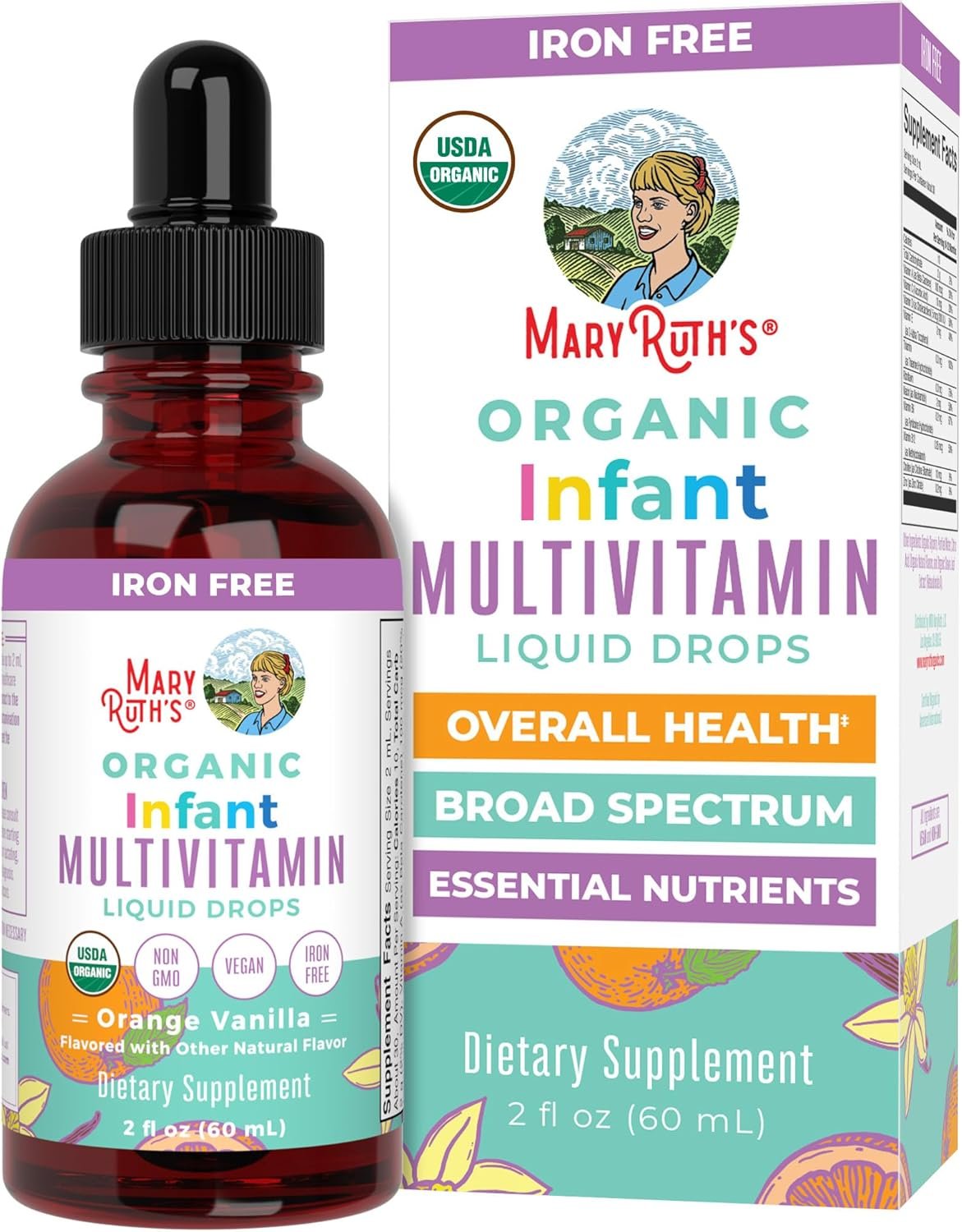 MaryRuth Organics Multivitamin for Infants | USDA Organic | Multivitamin Liquid Drops for Babies 6-12 Months | Immune Support & Overall Wellness | Vegan | Non-GMO | Gluten Free | 2 Fl Oz