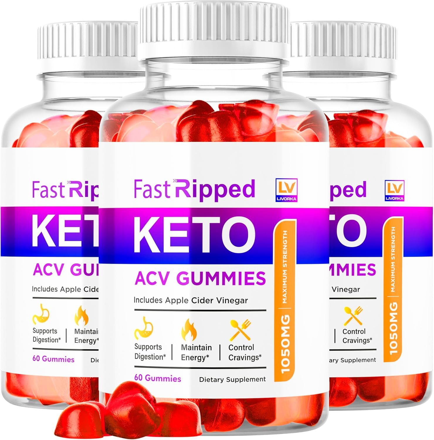 (3 Pack) Fast Ripped Keto ACV Gummies Advanced Weight Loss, Fast Ripped Keto Plus Apple Cider Vinegar 1050MG Supplement Support, Advanced Formula Gummy Reviews, 180 Gummies for 3 Months