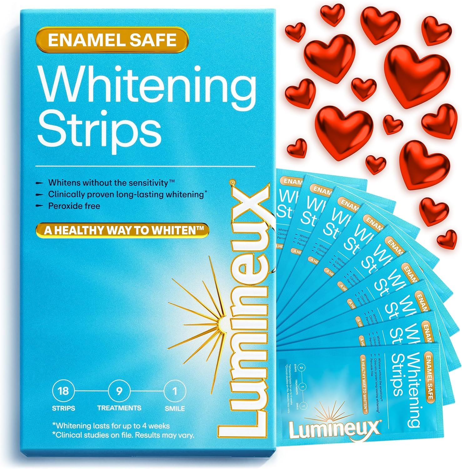 Lumineux Teeth Whitening Strips Kit – 9 Treatments (1 Month) – Peroxide Free – Enamel Safe for Whiter Teeth – Whitening Without The Sensitivity – Dentist Formulated – Sensitivity Free